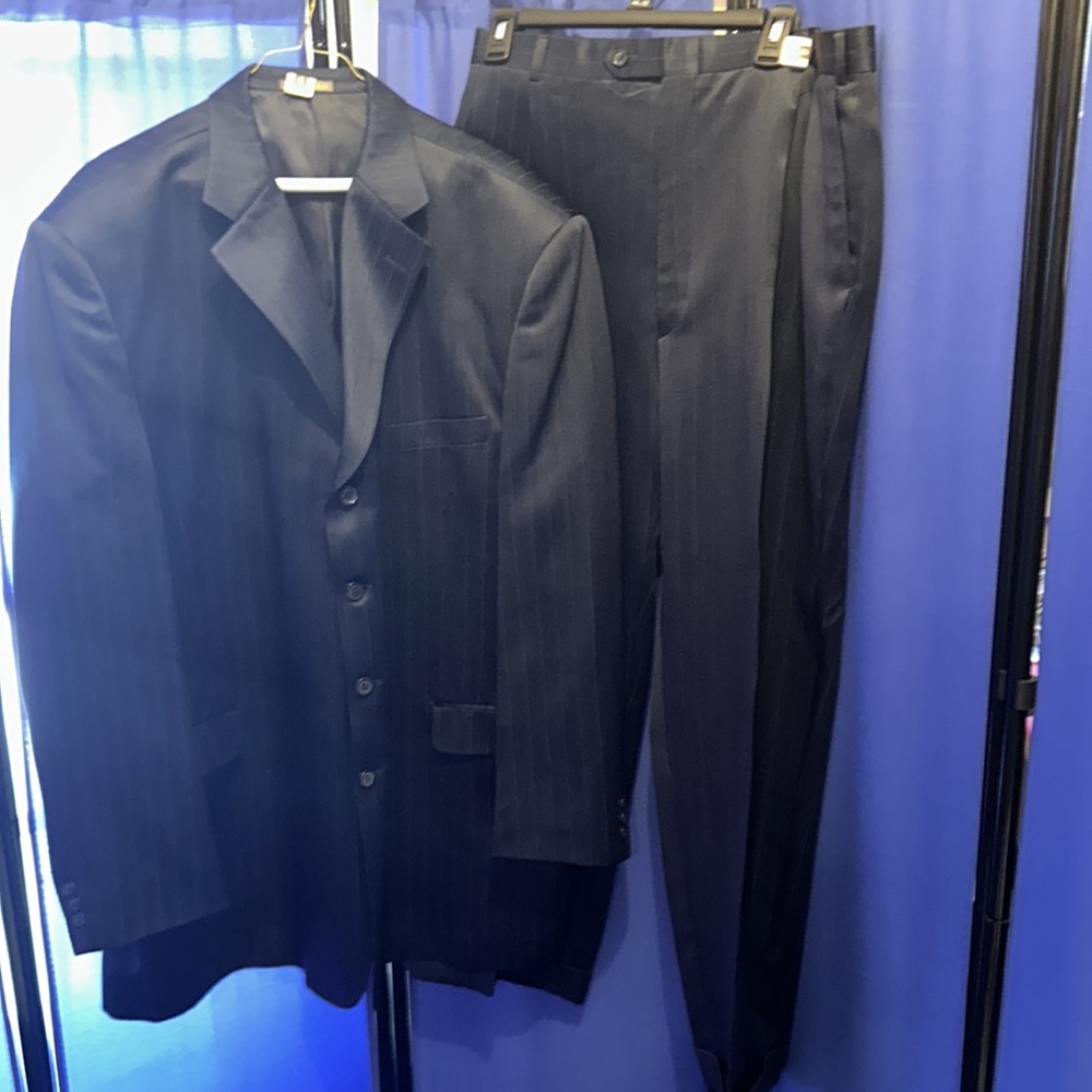 Zandello Pinstripe Navy 2-Piece Suit